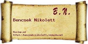 Bencsek Nikolett névjegykártya